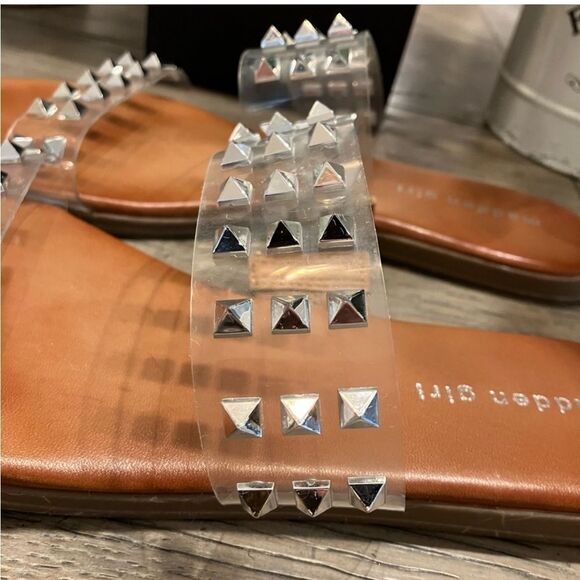 Steve Madden Girl Fetch Clear Studded Slip on sandals size 8.5 - Picture 6 of 9